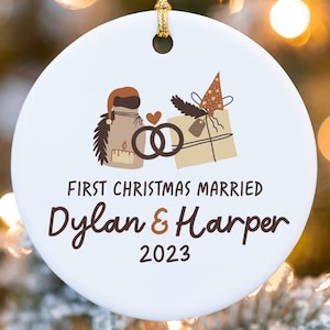 Personalized Marriage Mistletoe Ornament - First Christmas Married Ornament 2023 - First Christmas Together - Christmas 2023 MO-0106