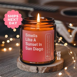Smells Like A Sunset In San Diego Soy Wax Candle, San Diego Decoration Candle, Moving To San Diego, San Diego Gift MC-126