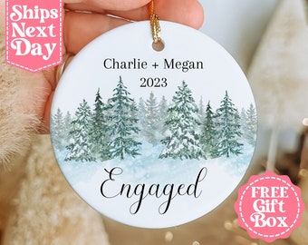 Christmas Engagement Ornament - Couples Christmas 2023 - First Christmas Together - Custom Engagement Keepsake Ornament MO-0118