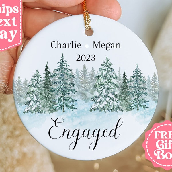 Christmas Engagement Ornament - Couples Christmas 2023 - First Christmas Together - Custom Engagement Keepsake Ornament MO-0118