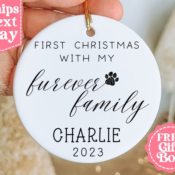 First Christmas with my Furever Family - Rescue Dog, Cat Christmas Ornament - Adoption Dogs First Christmas Ornament - Pet Ornament MO-0392