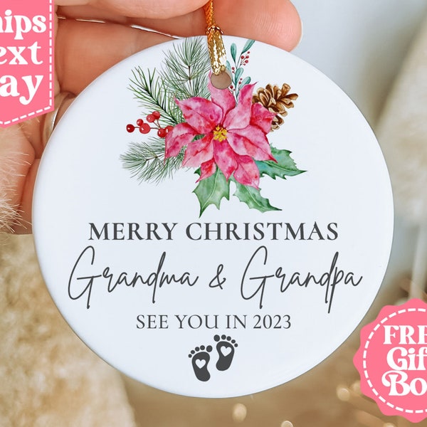 Merry Christmas Grandma and Grandpa Ornament - Promoted to Grandparents Acrylic Ornament 2024 - Pregnancy Reveal 2023 MO-0417