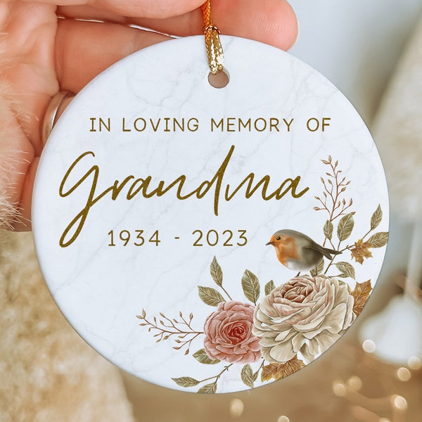 Personalized Grandma Memorial Christmas Ornament with Date - Custom In Loving Memory of Grandma - Sympathy Gift for Loss of Grandma MO-0409