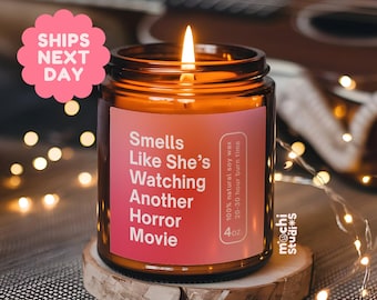 Personalizable Smells Like She's Watching Another Horror Movie, Gift For Girlfriend, Horror Movie MC-240