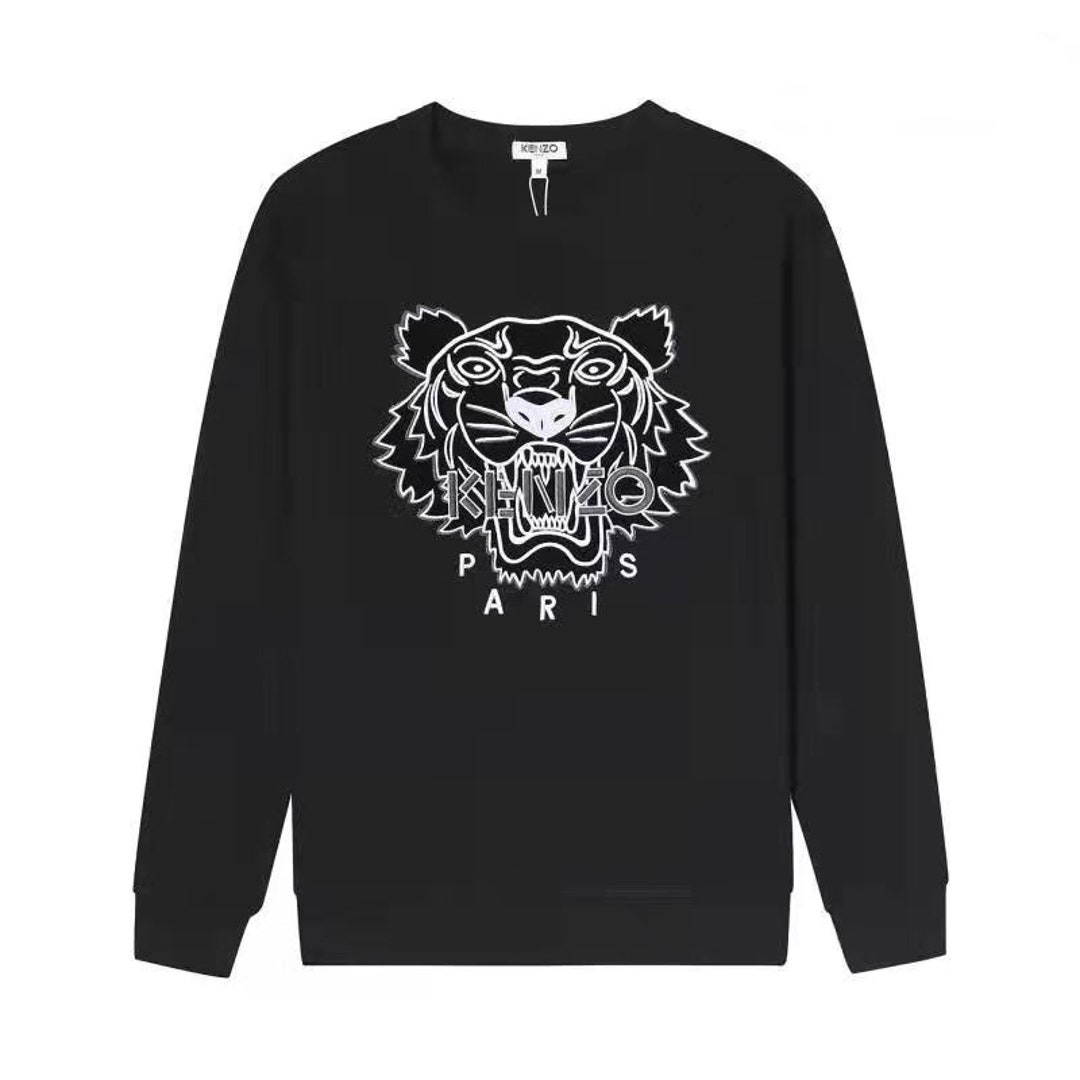 Kenzo Boys Tiger Head White Embroidered Black Sweatshirt Etsy