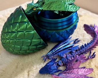 Huevo de dragón con dragones bebés/Dragón articulado con varios ojos de colores/Dragón impreso en 3D /Fidget de estrés sensorial impreso en 3D/serpiente voladora