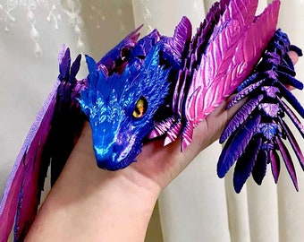 Drukowany w 3D smok, elastyczne zabawki, przegubowy skrzydlaty smok, elastyczne zabawki prezenty dla dzieci, latający wąż, Fidget Dragon, sensoryczny stres Fidget