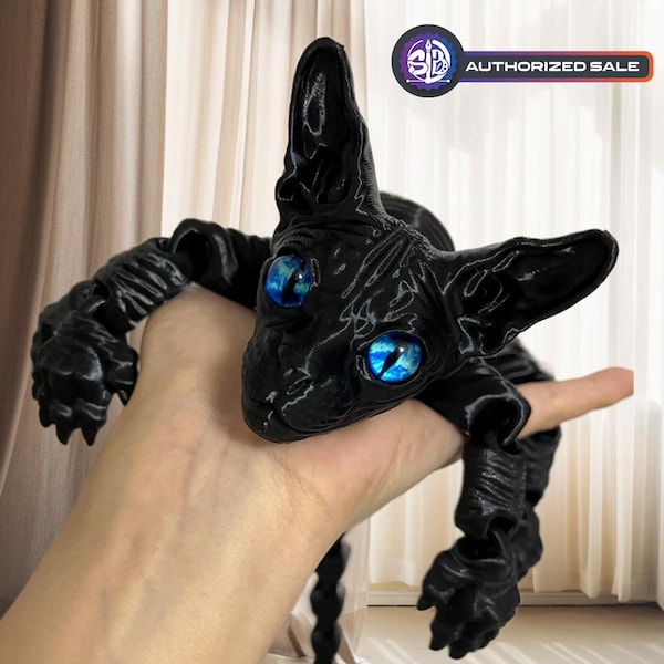 Gato esfinge/Gato sin pelo/Gato esfinge flexible articulado impreso en 3D/Gato flexible/Regalo de cumpleaños para amigos/Amantes de los gatos/Regalos para ella/Regalos para niños