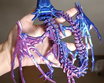 Esqueleto articulado de dragón alado/Juguete sensorial antiestrés impreso en 3D/Juguete articulado antiestrés/Regalos para niños/Decoración de estantería/Juguete flexible