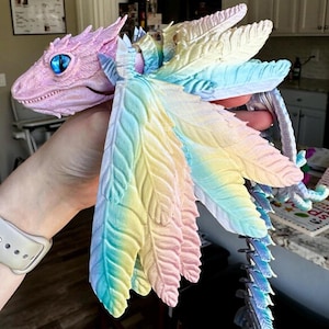 Fidget Dragon,Articulated Dragon,Feathered Wyvern Dragon ,3D Print Toy,Flexi Articulated Dragon,3D Printed Sensory Stress Fidget