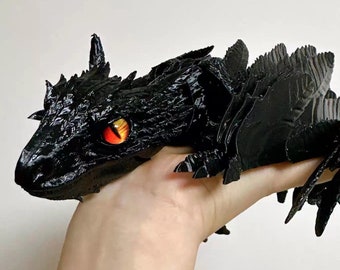 Przegubowy smok/Smok Fidget/Smok Wyvern/Elastyczne zabawki na biurko/Smok drukowany w 3D/latający wąż/Smok z kryształowego klejnotu/Sensoryczny stres Fidget