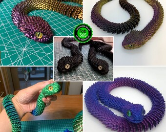 3d Printed Articulated Rattle Snake/Made To Order/Dragon Snake/3d printed Viper Toy/Articulated Snake Fidget Toy/Toy Animal