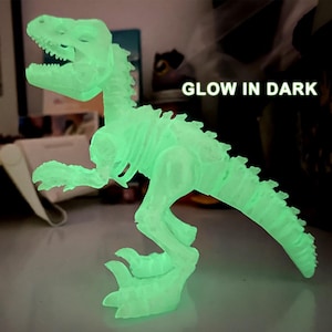 Articulated Skeleton velociraptor/Moving Mouth/Glow in dark  Dinosaur/Articulated Sensory Toy/Kids Toy/ Gifts ideas/Gifts for him/Flexi toy/