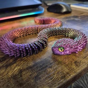 3d Printed Articulated Rattle Snake/ Bush Viper Toy /Dragon Snake/Dragon Snake/3d printed Viper Toy/Articulated Snake Fidget Toy/Toy Animal
