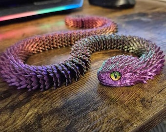 3d Printed Articulated Rattle Snake/ Bush Viper Toy /Dragon Snake/Dragon Snake/3d printed Viper Toy/Articulated Snake Fidget Toy/Toy Animal