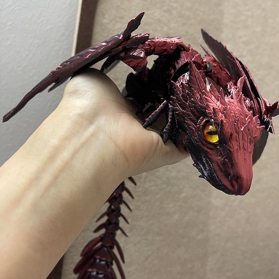 3d printed Dragon/Flying serpent/ Winged Articulated Dragon/Feathered Wyvern Dragon/Flexi Articulated Dragon/Fidget Toy/Crystal Gem Dragon