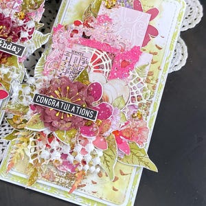 Carte de voeux florale 3D personnalisée pour toutes les occasions avec enveloppe artisanale, personnalisée parfaite pour les célébrations, magnifique et unique, rose avec vert