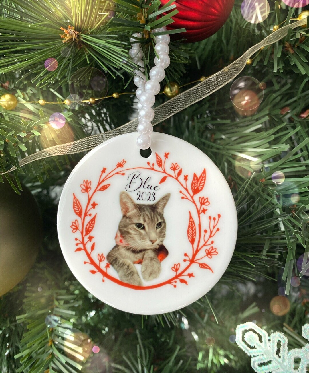 Personalized Pet Ornament, Pet Memorial Christmas Ornament/keepsake, Custom Ceramic Pet