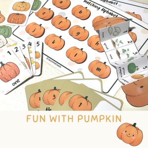 Pumpkin Activities for Kids Fall Homeschool Learning Printable Kindergarten Pre-K Autumn Preschool Life Cycle Counting Exercises
