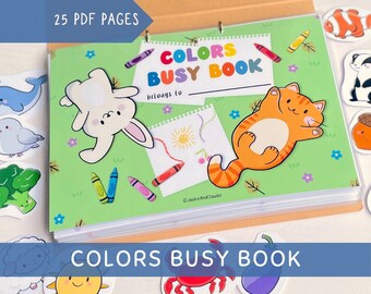 Livre d'activités couleur préscolaire imprimable Montessori pour tout-petits, classeur d'apprentissage à la maison pour enfants, tri des couleurs