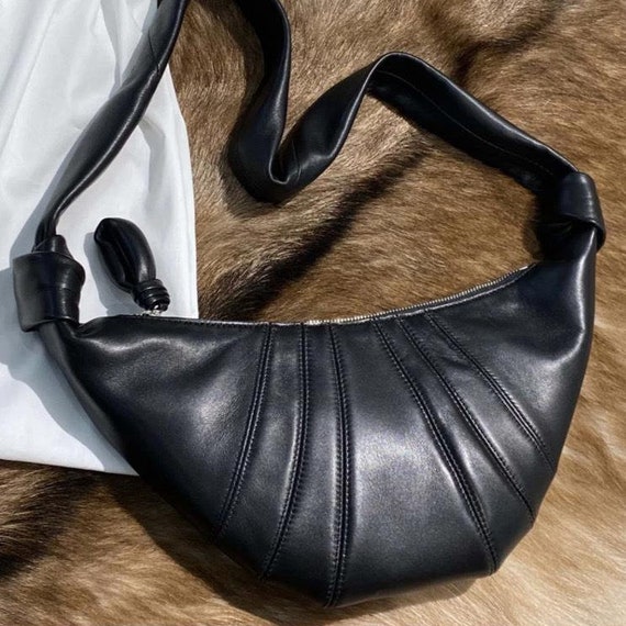 Real Sheepskin Leather Croissant Handbag Crossbody Sling Shoulder