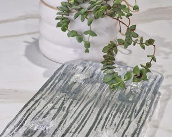 Vintage Glass Textured Footed Art Glass Tray - Italglass Corp. 1960's - Handmade