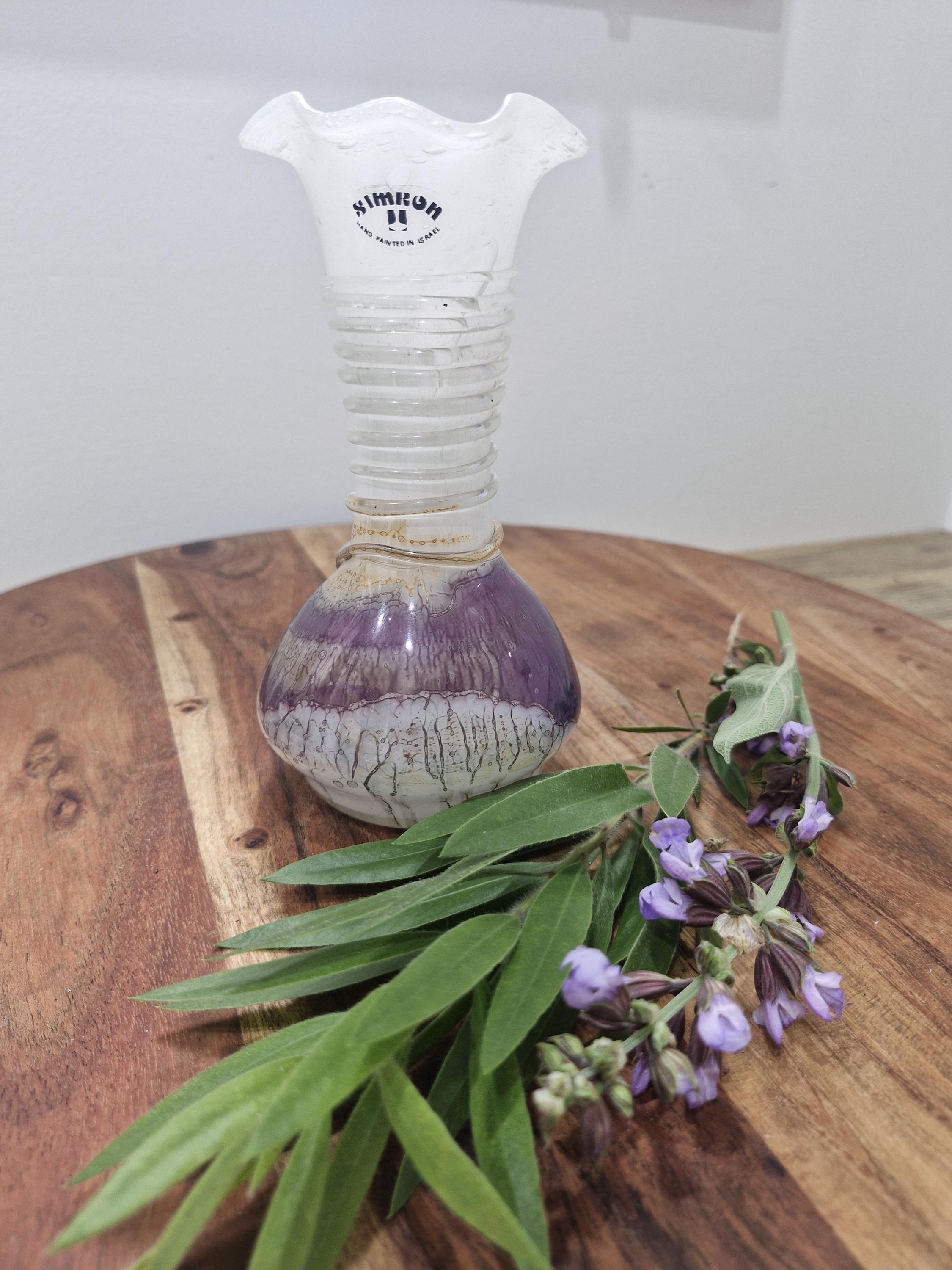 Simron Vase Vintage SIMRON Hand Painted Vase. Made in Israel - Etsy Australia