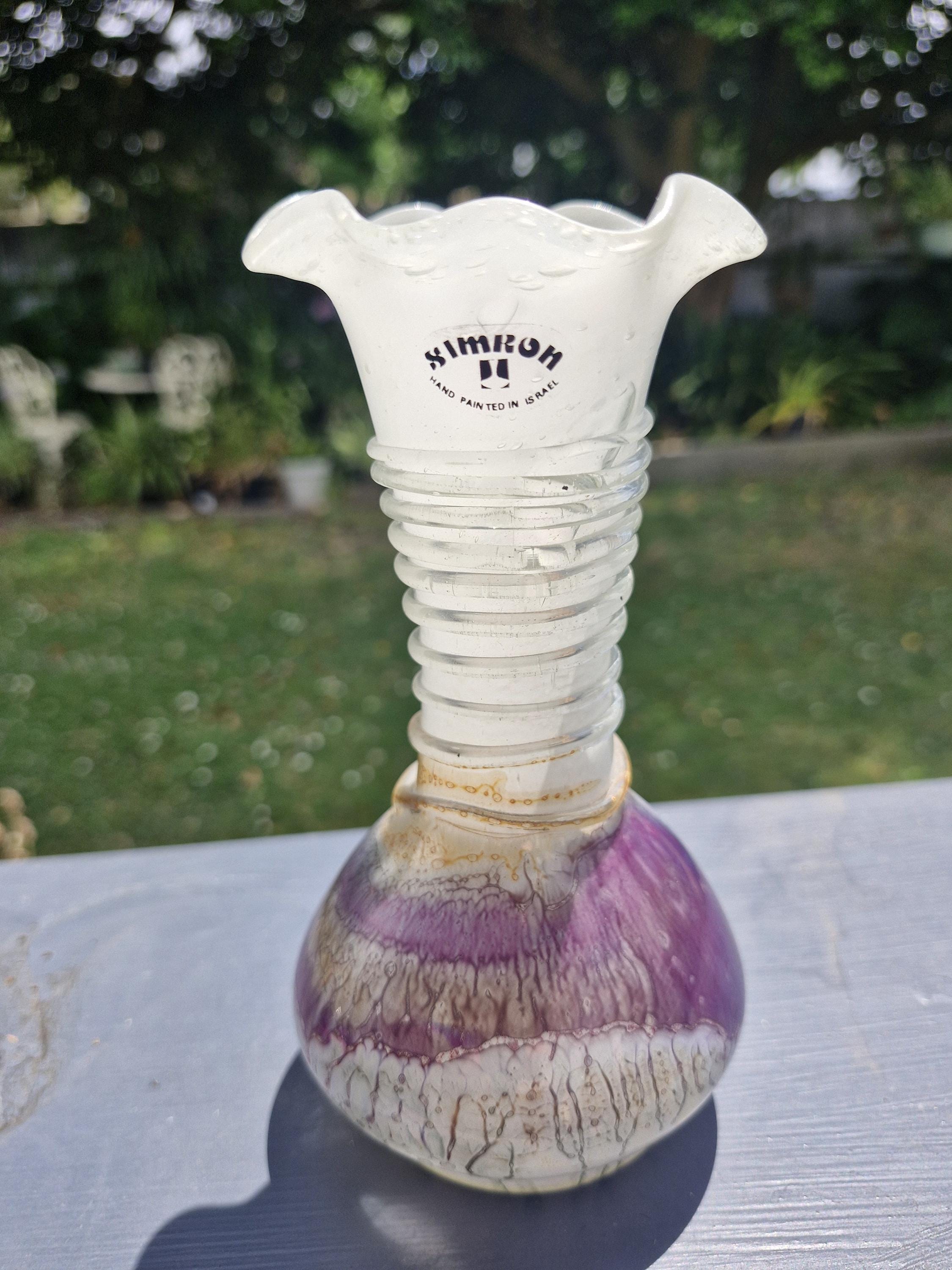 Simron Vase Vintage SIMRON Hand Painted Vase. Made in Israel - Etsy Australia