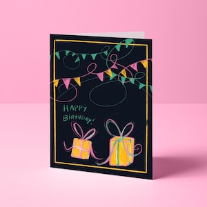 Tarjetas de cumpleaños, regalos y banderas festivas - Saludo de feliz cumpleaños
