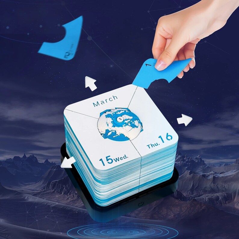 3D Notepad 2024 Calendar Luminous Blue Earth With Astronauts Etsy Canada
