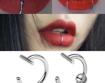 Juego de 6 anillos de labios falsos, joyería de acero para nariz, oreja, labio, juego de piercings falsos