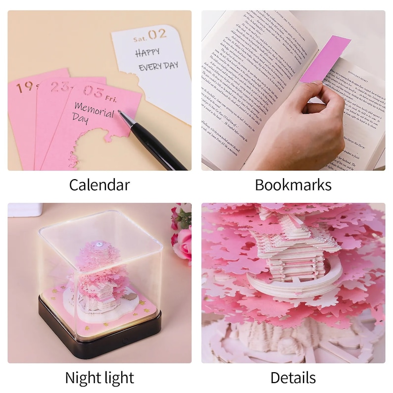 3D Notepad 2024 Calendar Sakura Treehouse Etsy