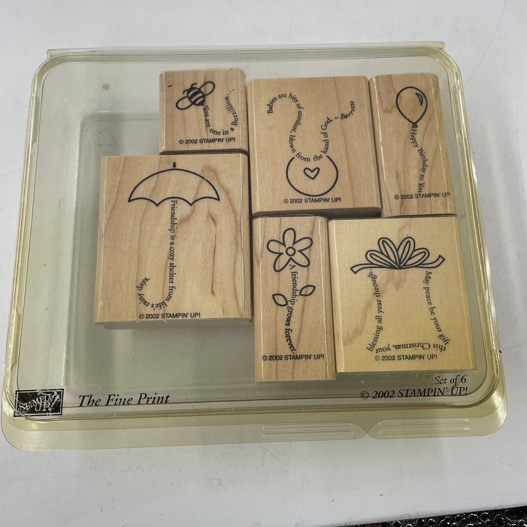 Stampin up THE FINE PRINT Rubber Stamp Set Retired 2002 Set of Stamps ...