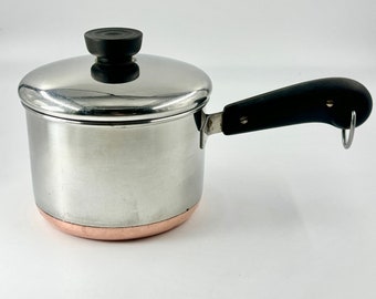 Revere Ware Tall 1.5 qt DOUBLE RING Vintage Pre-1968 Sauce Pot Lid Copper Made In USA