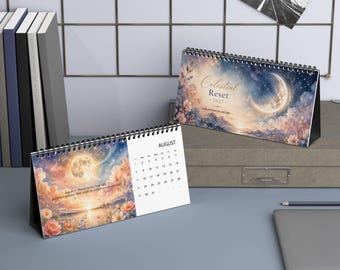 Calendrier de bureau céleste 2027, calendrier lunaire à spirale avec affirmations, décoration spirituelle pour le bureau