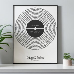 Melody in Motion: Personalized Vinyl Lyrics Poster - A Timeless Anniversary Gift and Music Art for Him or Her