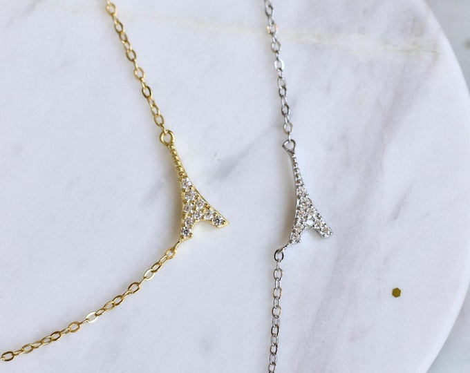Sterling Silver Eiffel Tower Necklace: Gold Plated Paris Charm
