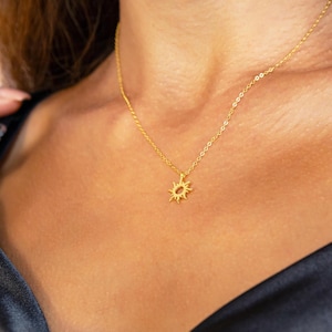 Gold Sun Necklace: 925 Sterling Silver Celestial Jewelry