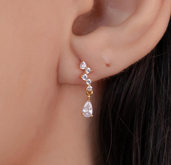 Orecchini Pendenti Eleganti In Oro Con Cristalli Per Donna - Gioielli Placcati Lucenti Per Matrimoni, Feste E Ogni Giorno, Regalo Ideale Per Compleanno O Anniversario - 4