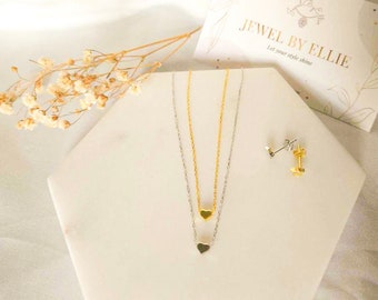 Zierliche 925 Sterling Silber Herz Halskette, Minimalist Schmuck
