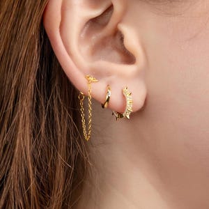 Sterling Silver Spike Earring Set: 18K Gold Ear Climber, Jacket & Stud