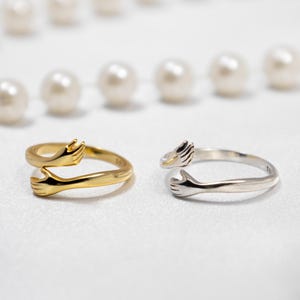 Sterling Silver Hug Ring: Minimalist Adjustable Love Ring