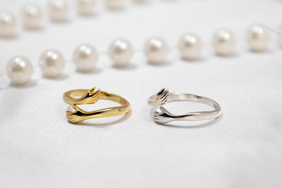 Sterling Silver Hug Ring: Minimalist Adjustable Love Ring