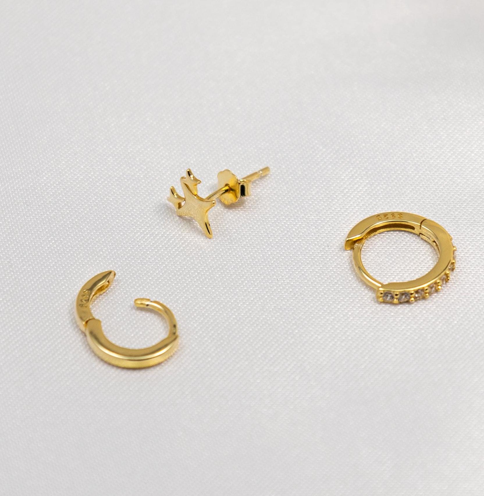 Orecchini A Stella In Argento Sterling: Borchie Con Zirconi Cubici