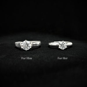 Solitaire Couple Ring Set, 925 Silver Couple Ring, His Her Promise Ring For Couple, Matching Wedding Band, Wedding Ring Set, Couple Gift