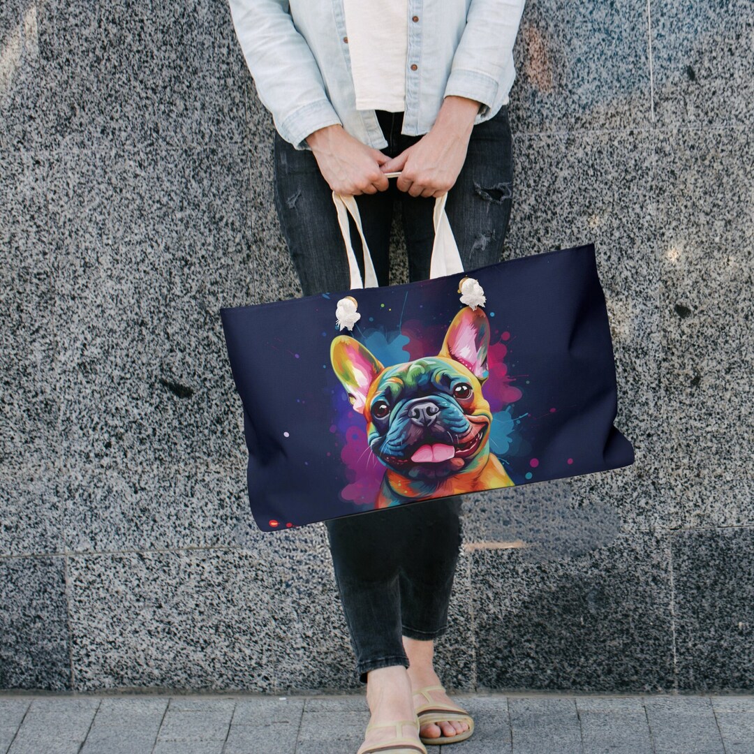 Premium Custom Weekend Bag Dog Print Bag Personalised Bag French