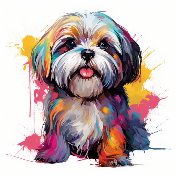 Digital Image Cute Shih Tzu Dog JPG Dog Owner Gift for Her Portrait Dog Wall Art Print Puppy Gift for Him Fun Animal Poster Cosy Home Decor