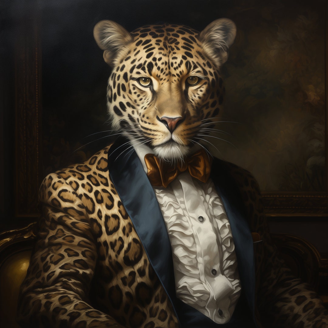 Digitales Bild Royal Leopard Portrait Party Tier Geschenk Renaissance ...