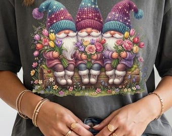 Floral Garden Gnome Spring Flower T-shirt | Gnome Design