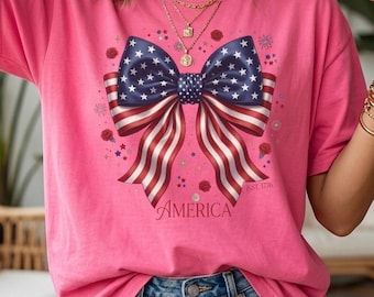 American Flag Bow T-shirt | Patriotic Bow Tee